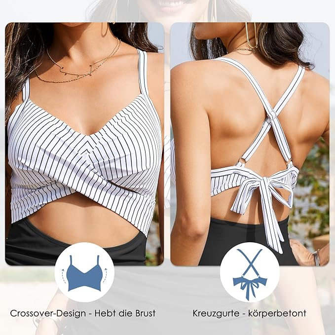 Costum de baie intreg pentru femei PONCEAU, Control pe burta cu talie inalta, alb/negru, 2XL [2]