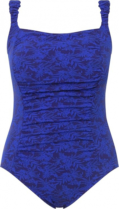 Costum de baie intreg pentru femei Ulla Popken 815029, model floral, albastru, 60 [4]
