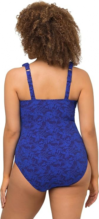 Costum de baie intreg pentru femei Ulla Popken 815029, model floral, albastru, 60 [3]
