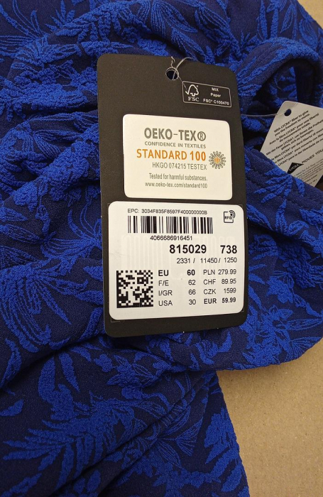 Costum de baie intreg pentru femei Ulla Popken 815029, model floral, albastru, 60 [2]