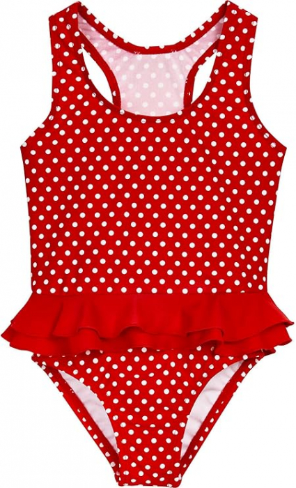 Costum de baie intreg pentru fete Playshoes, protectie UV, rosu cu buline albe, 86/92 (1-2 ani) [1]