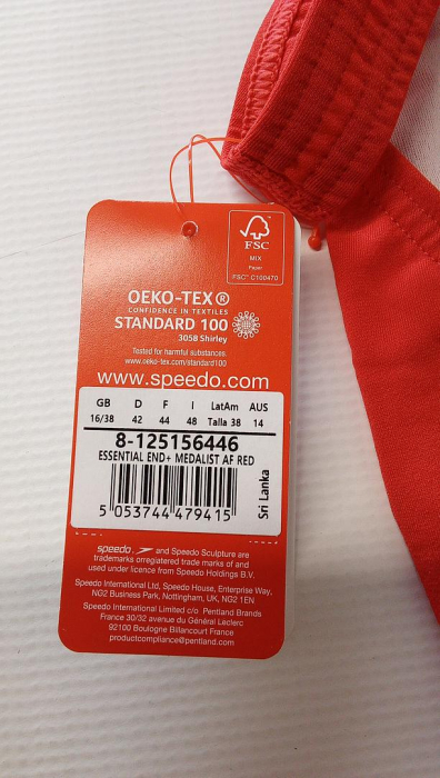 Costum de baie Speedo Essentials Endurance+ Medalilist pentru femei, roșu, Marimea 42 [4]