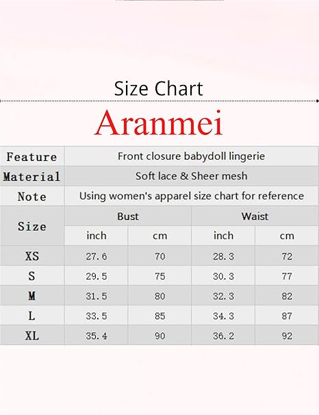 Costum de noapte sexy pentru femei Aranmei Babydoll, alb, S [4]