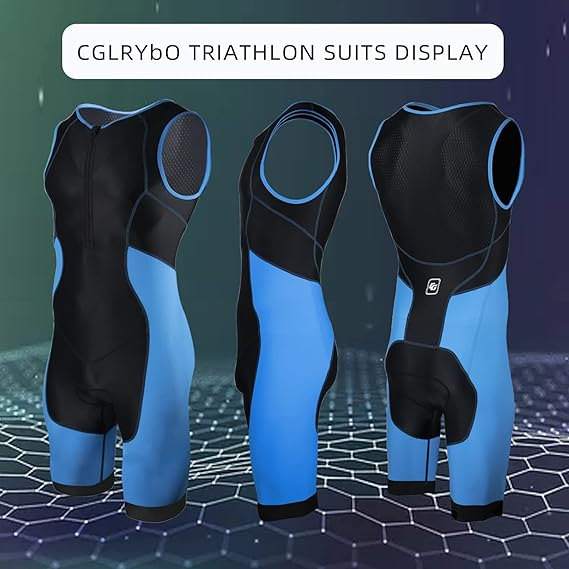 Costum de triatlon pentru bărbați cu mânecă scurtă CGLRybO, albastru, 3XL [3]