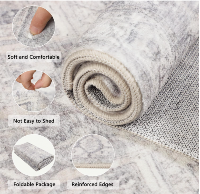 Covor vintage antiderapant, lavabil Homcomodar Boho pentru hol 80 x 300 cm [3]