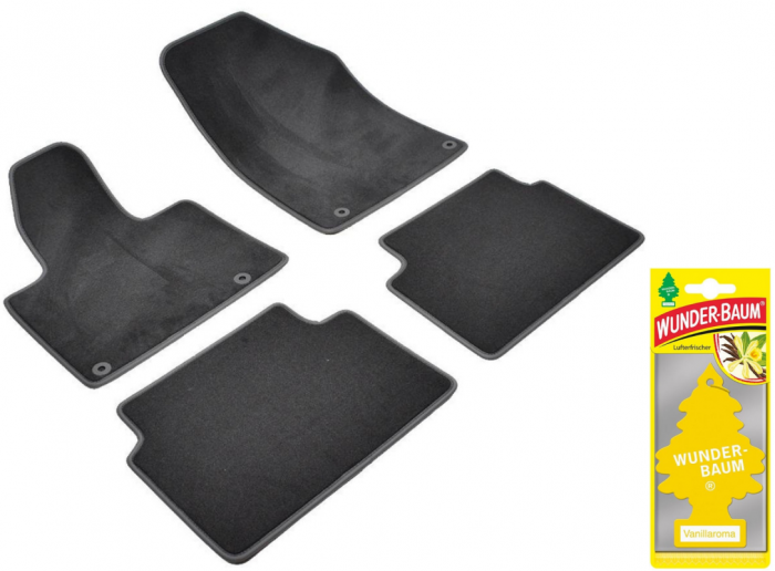 Covorase auto din mocheta Umbrella pentru Citroen C5 II (covorase spate dintr-o singura piesa) (2008-2017) – Sisteme fixare Peugeot/Citroen + Odorizant Auto Bradut Wunder-Baum Vanillaroma [1]