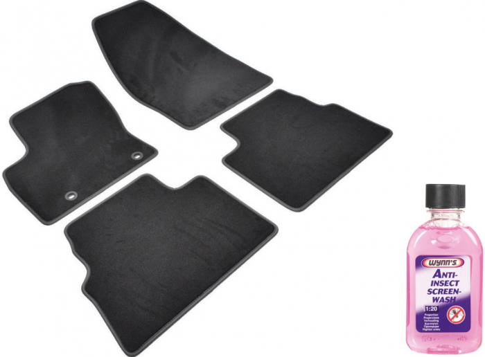 Covorase auto din mocheta Umbrella pentru Ford Kuga I (2008-2012) – Sisteme fixare ovale + Solutie Concentrata Curatare Insecte Geamuri 250Ml [1]