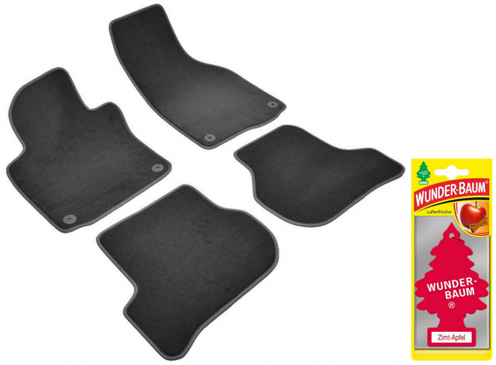 Covorase auto din mocheta Umbrella pentru Volkswagen Golf V (2003-prezent)- Sisteme fixare rotunde + Odorizant Auto Bradut Wunder-Baum Zimt Apfel (Mar Si Scortisoara) [1]