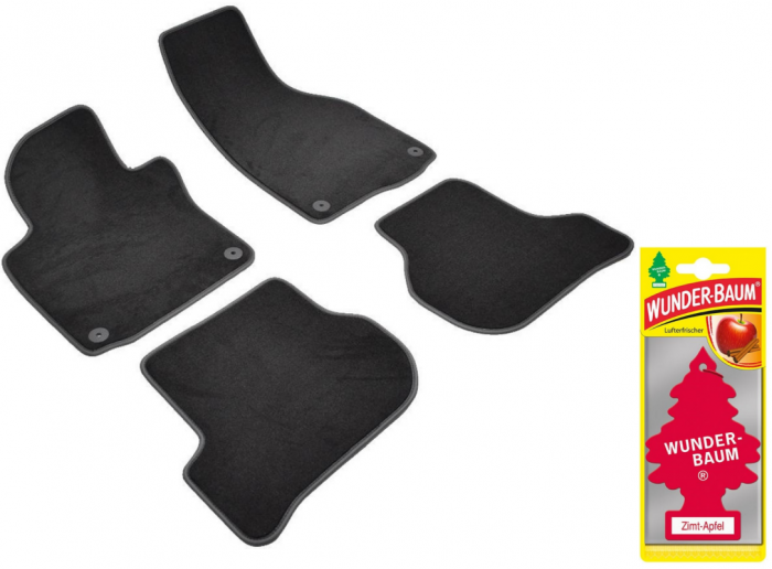Covorase auto din mocheta Umbrella pentru Volkswagen Golf VI (2008-prezent) – Sisteme fixare rotunde + Odorizant Auto Bradut Wunder-Baum Zimt Apfel (Mar Si Scortisoara) [1]