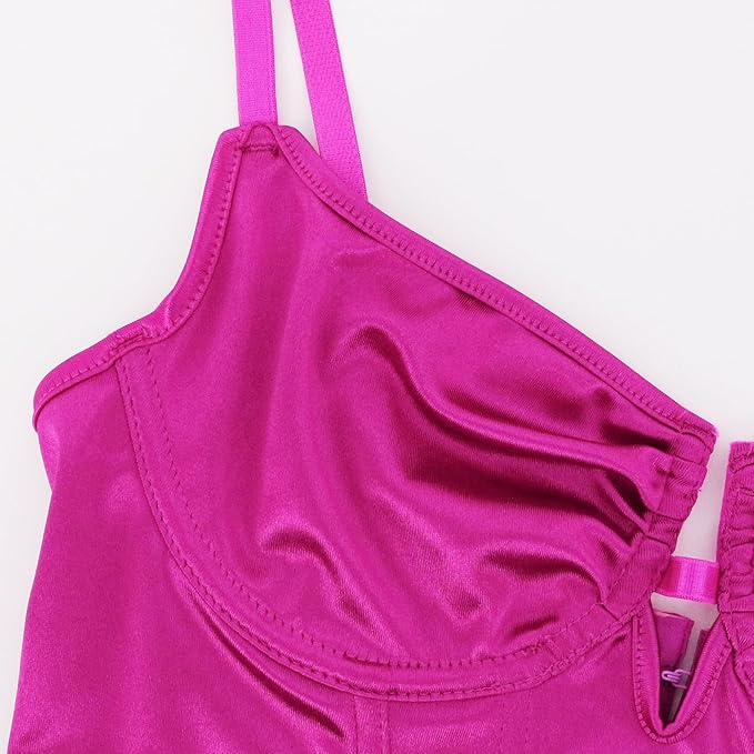 Crop top tip corset din satin pentru femei Naimo, roz, XL [5]