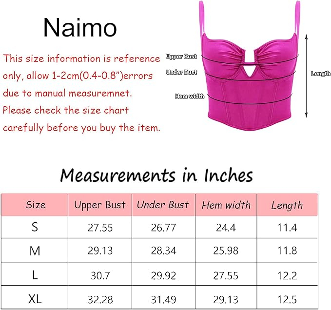 Crop top tip corset din satin pentru femei Naimo, roz, XL [7]