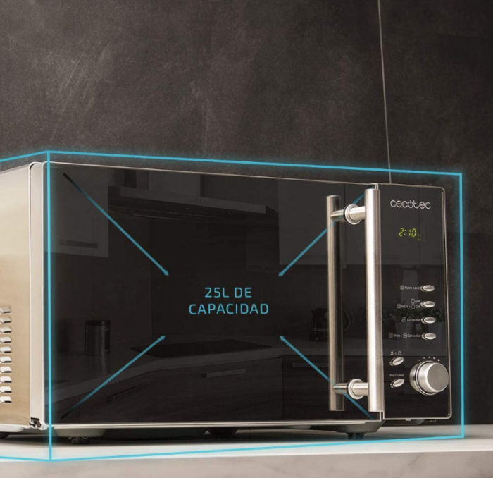 Cuptor cu microunde Cecotec Convection 2500 cu grătar, putere 900 W, grătar 1950 W, capacitate 25 litri, 8 funcții, afișaj LED [9]