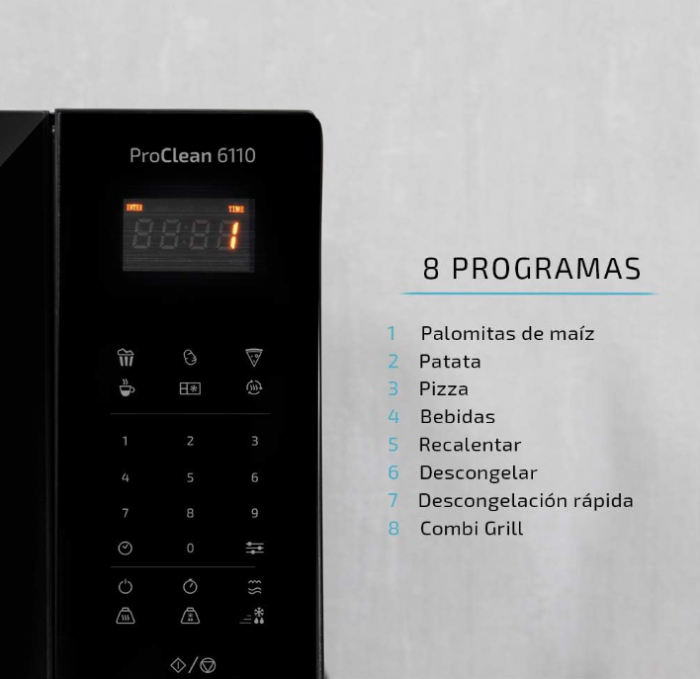 Cuptor cu microunde Cecotec ProClean 6110, 23L, 6 nivele, microunde 800 W și grătar 1000 W [8]