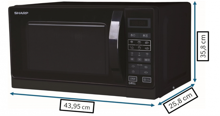 Cuptor cu microunde Sharp R642BKW 2 în 1 cu grătar, 20 L, negru [7]