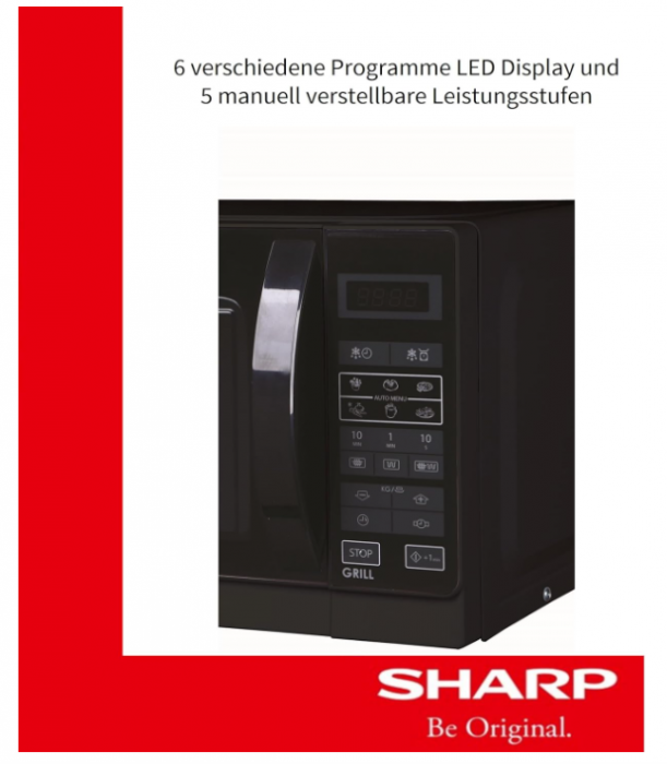 Cuptor cu microunde Sharp R642BKW 2 în 1 cu grătar, 20 L, negru [9]
