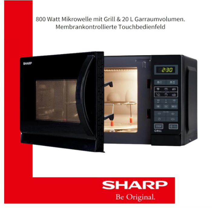 Cuptor cu microunde Sharp R642BKW 2 în 1 cu grătar, 20 L, negru [8]