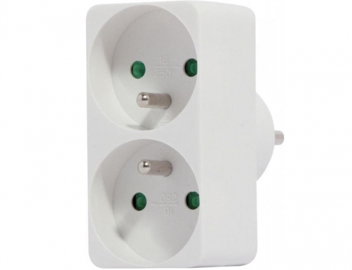 Adaptor 2 prize Domino 2x16 A, alb [2]