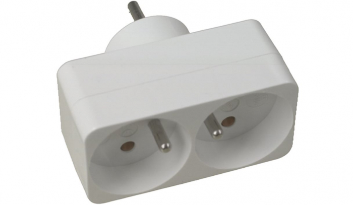 Adaptor 2 prize Domino 2x16 A, alb [1]