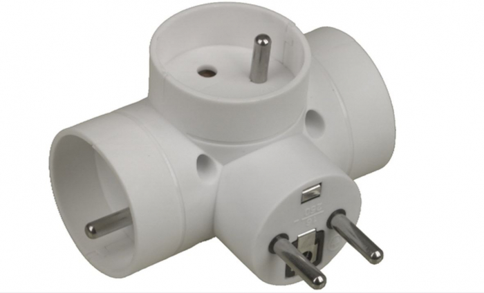 Adaptor 3 prize DOMINO, 3x16 A, alb [1]