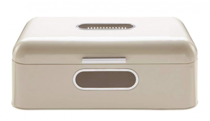 Cutie de pâine ECHTWERK retro din metal cu fereastră, crem [6]