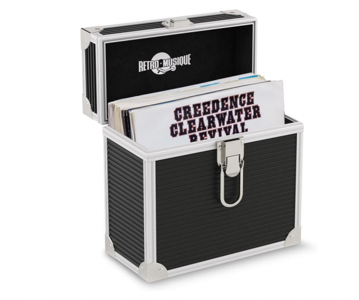 Cutie depozitare discuri de vinil Retro Musique de 7 inchi (17 cm), pana la 35 discuri, negru [1]