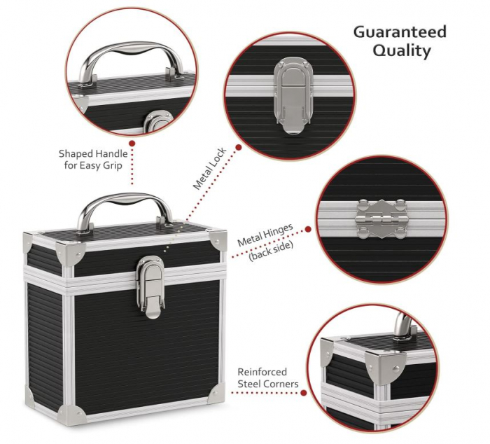 Cutie depozitare discuri de vinil Retro Musique de 7 inchi (17 cm), pana la 35 discuri, negru [5]