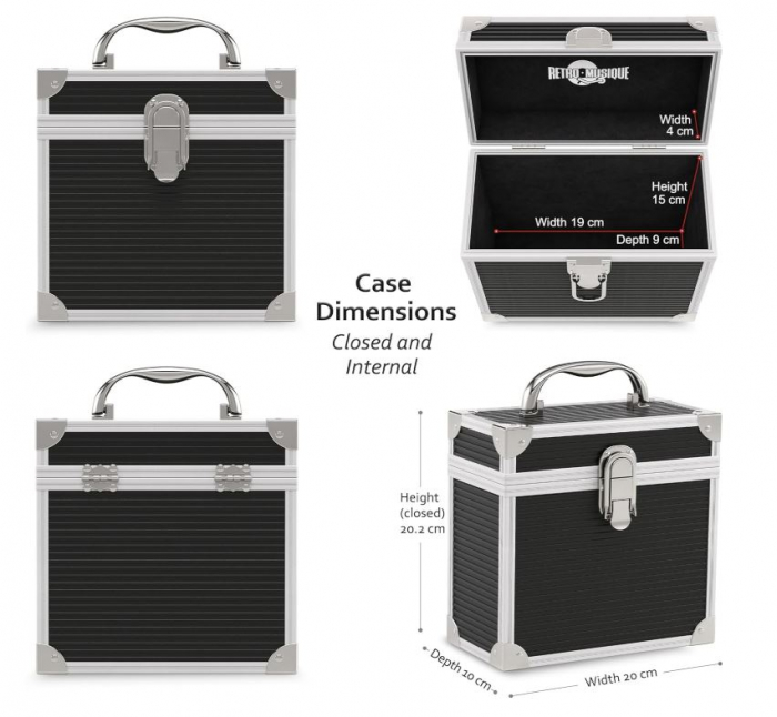 Cutie depozitare discuri de vinil Retro Musique de 7 inchi (17 cm), pana la 35 discuri, negru [6]