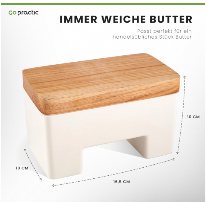 Cutie pentru unt Go Practic, Plastic/Lemn, 10 x 10 x 16.5 cm [5]