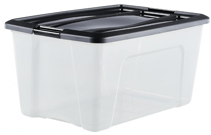 Cutii de depozitare Iris Ohyama din plastic cu capac și cleme de închidere, 45L, Set de 4, fără BPA, NTB-45 [4]