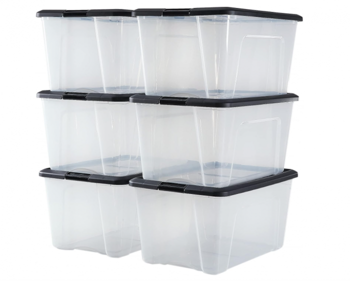 Cutii de depozitare Iris Ohyama din plastic cu capac și cleme de închidere, 45L, Set de 4, fără BPA, NTB-45 [2]