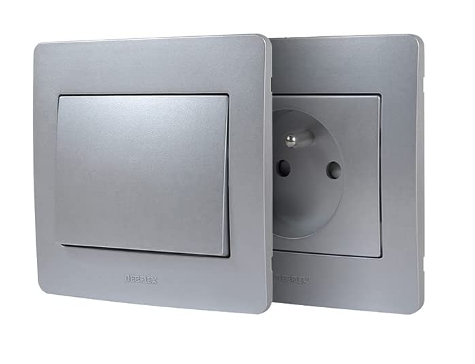 DEBFLEX 739901 Set 4 Prize + 1 întrerupător, 16A si 2V, Aluminiu [4]