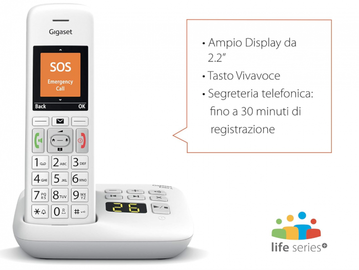 DECT Gigaset E390,Extensie telefon, Alb [8]