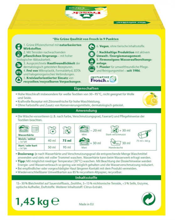 Detergent pudra Frosch Citrus Full 1,45 kg, 22 spalari [3]