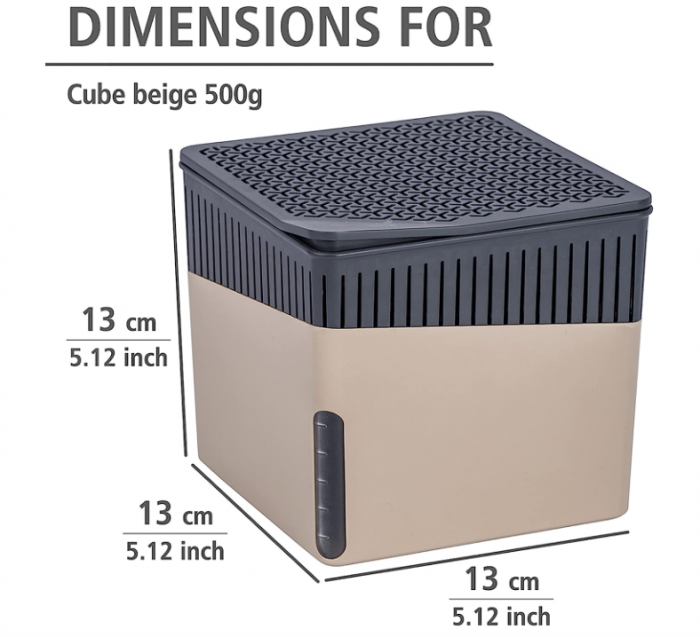 Dezumidificator portabil WENKO Cube, 500 g, 800 ml, 13 x 13 x 13 cm, bej [3]