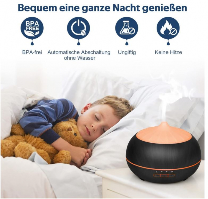 Difuzor de uleiuri esentiale cu ultrasunete Moisturnt, 500 ml, negru [8]