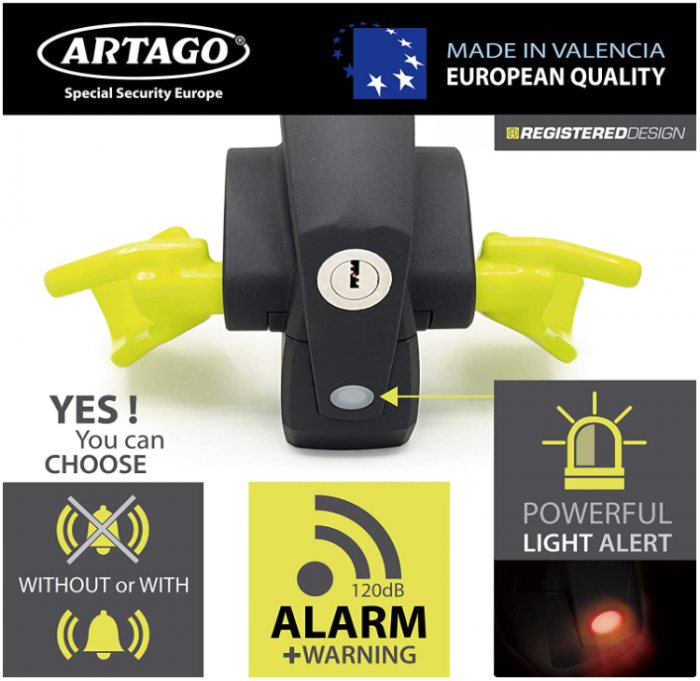 Dispozitiv blocare volan, antifurt Artago 870 2 în 1 cu alarmă inteligentă 120 dB [5]