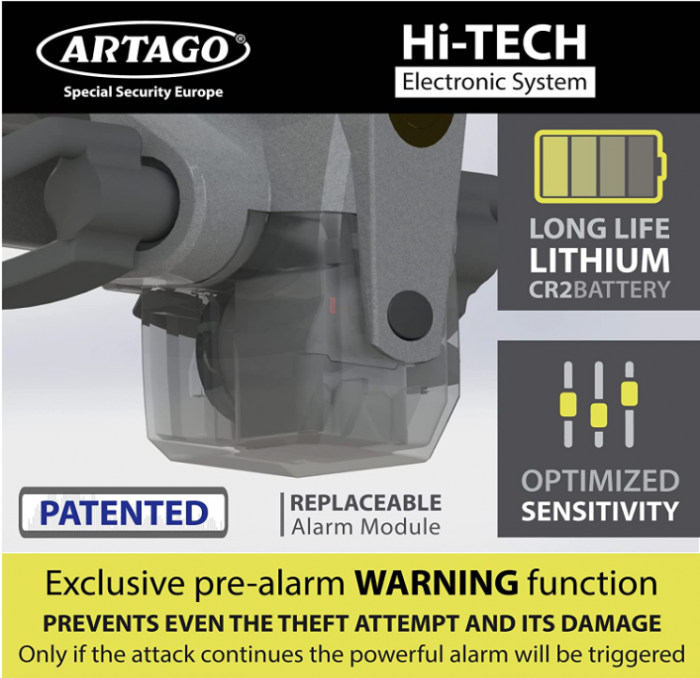 Dispozitiv blocare volan, antifurt Artago 870 2 în 1 cu alarmă inteligentă 120 dB [6]