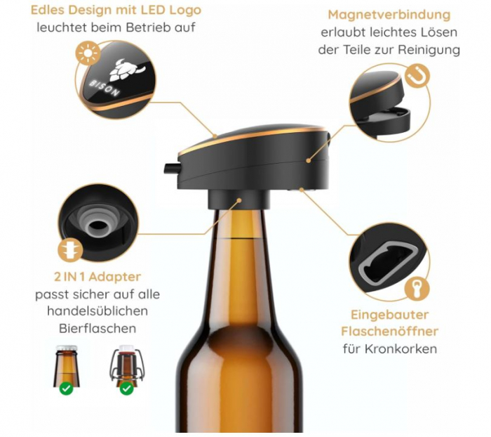 Dispozitiv de facut spuma de bere pentru sticle de bere BISON [5]