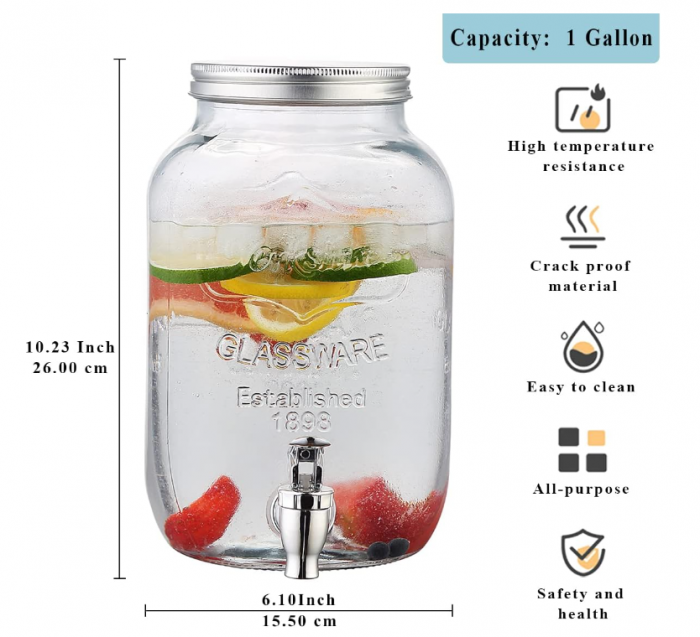 Distribuitor bauturi sticlă Berglander cu robinet rezistent la scurgeri [10]