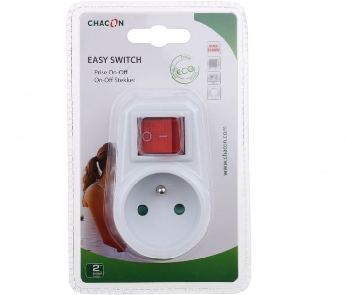 Adaptor priza Domino, cu intrerupator, 1x16A, alb [1]