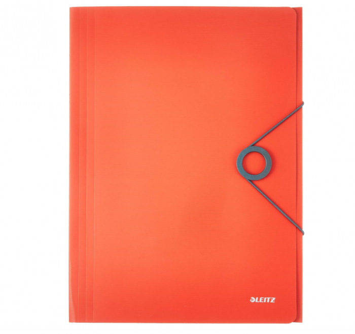 Dosar din plastic A4 Leitz 456, inchidere cu elastic, Roșu deschis [4]