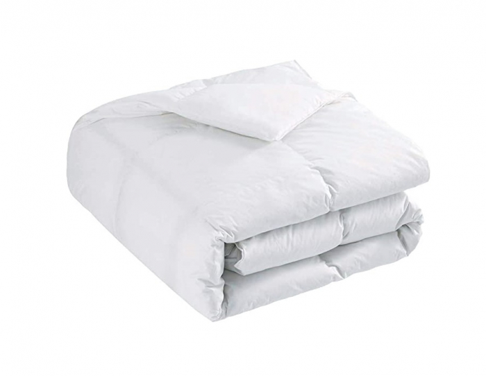 DOWNCY - Păturică albă ușoară din pene și puf de gâscă cu husă din bumbac 100%, 260 x 220 cm [3]