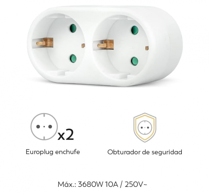 Dublu Stecher Garza 430024 cu impamantare,  Alb [2]