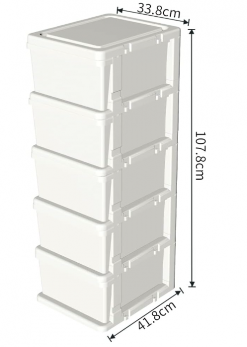 Dulap de depozitare din plastic Cetomo, alb, 5 sertare [3]