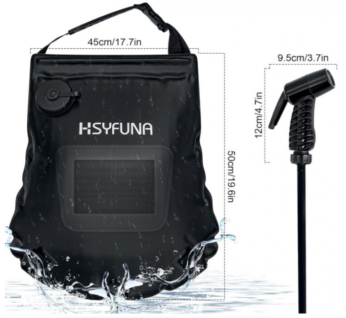 Dus portabil solar pentru camping HSYFUNA, 20L [6]