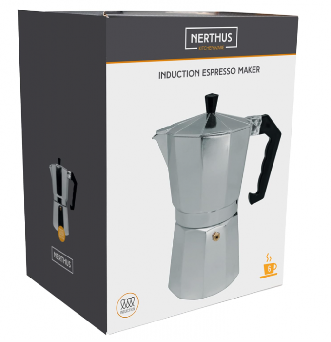 Espressor de cafea cu inducție NERTHUS FIH 834, pentru 6 cești, Filtru de cafea italian clasic [4]