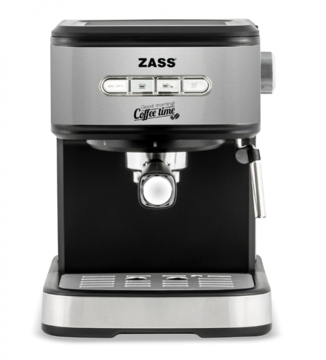 Espressor de cafea Zass ZEM 03, presiune 20 bari, 1,5 litrii, panou iluminat, dispozitiv spumare, 2 filtre [9]