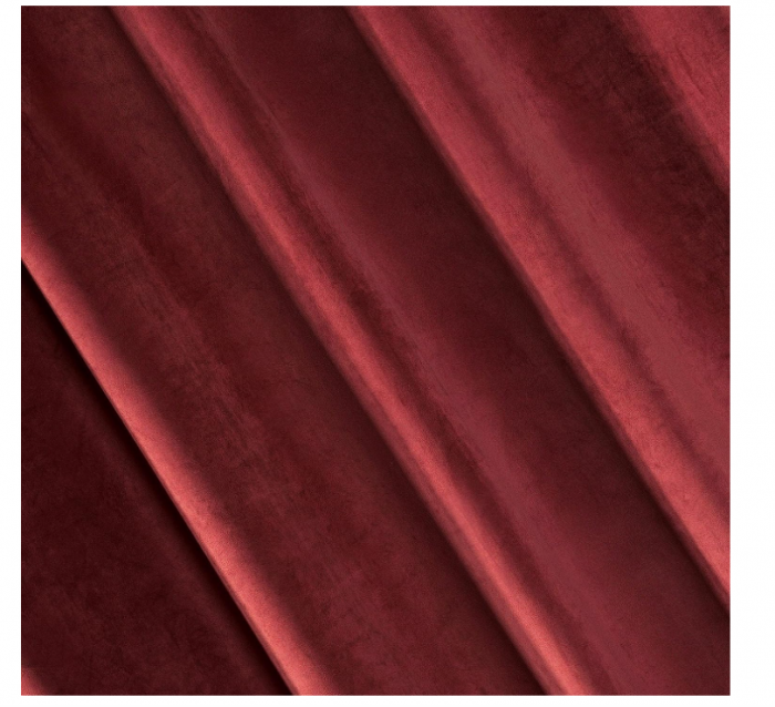 Eurofirany Draperie moale din catifea, opacă, simplă, cu bandă Rufflette pentru șină, 140 x 270 cm, Bordeaux închis [3]