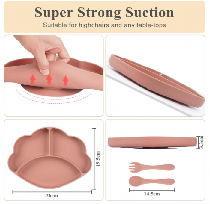 Farfurie pentru bebe COTTONBEBE cu ventuza, lingură + furculiță [4]