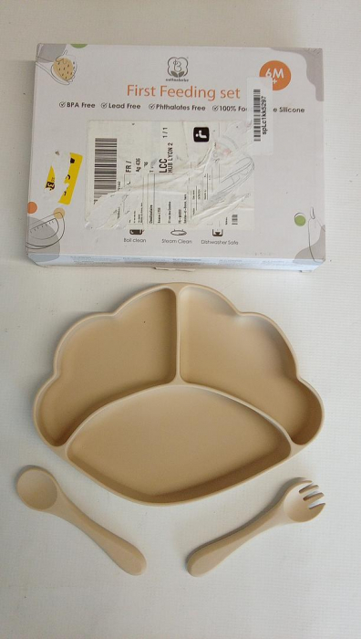 Farfurie pentru bebe COTTONBEBE cu ventuza, lingură + furculiță [2]